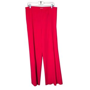 Alice + Olivia Red Wide-Leg Dress Pants Long Inseam 35" Crepe Trousers Sz 14